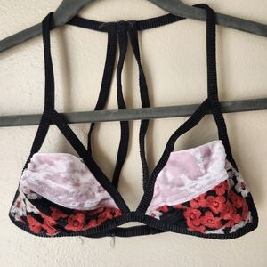 Urban Outfitters Black and Red Floral Bralette